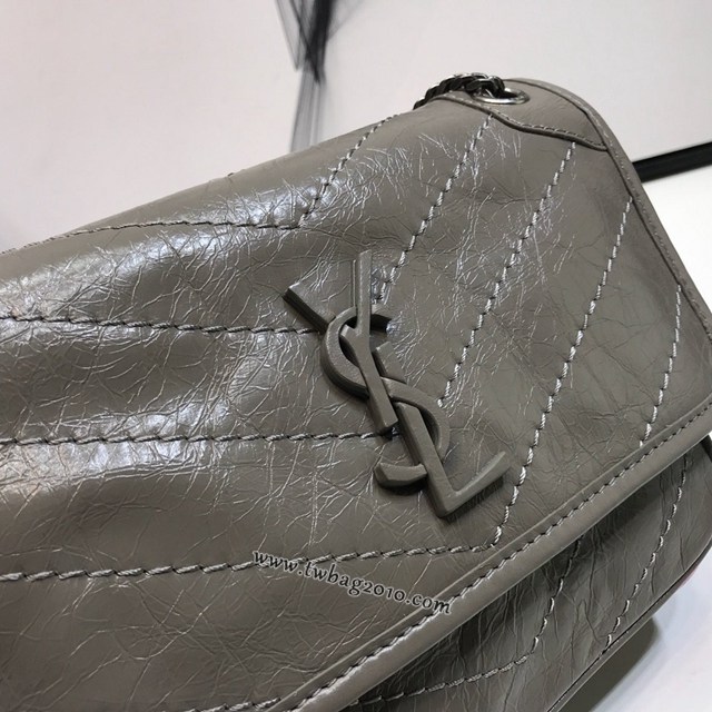 YSL专柜款女包 聖羅蘭經典款Niki油蠟抓皺牛皮小號郵差包 YSL肩背斜挎包 533037  jjh1181